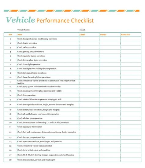 45 Best Vehicle Checklists Inspection And Maintenance ᐅ Templatelab