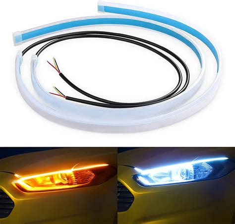 Carro Flex Vel LED Luzes Diurnas Farol Prova D Gua L Mpada De Sinaliza