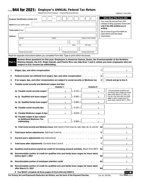 IRS Form 944 Fill Out Printable PDF Forms Online