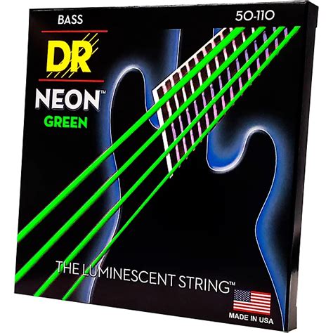 DR Strings Hi Def NEON Green Coated 4 String Bass Strings Heavy 50 110