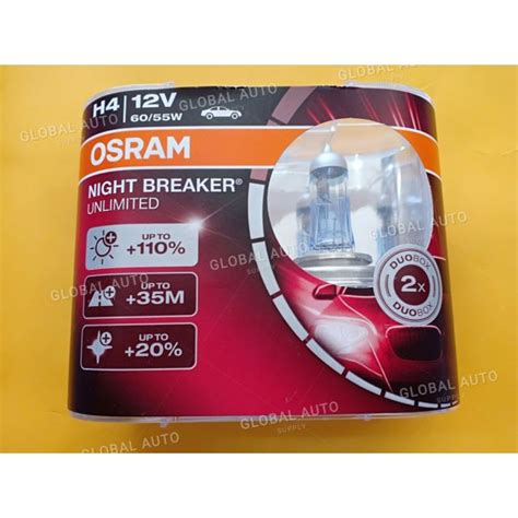 Osram Night Breaker Unlimited H4 Headlight Bulb 1pair Shopee Malaysia