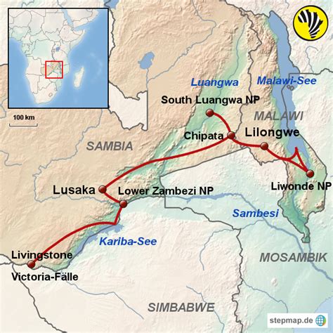 Stepmap Sambia Rundreise Kariba Landkarte F R Sambia