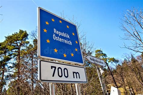 National Border Roadsign Entering Austria Stock Image - Image of green ...