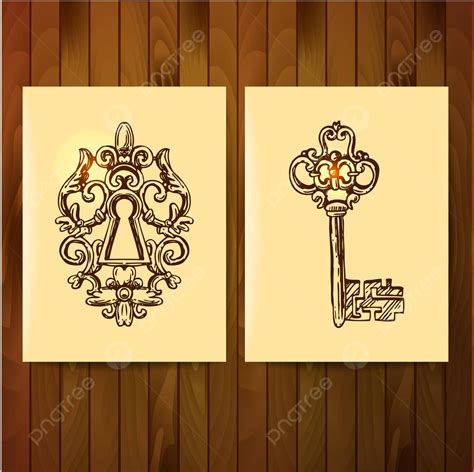 Illustration Vintage Key Security Unlock Line Vector Security Unlock