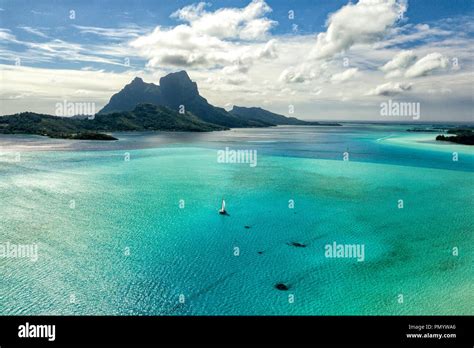 Bora Bora Island French Polynesia Lagoon Aerial View Panorama Landscape