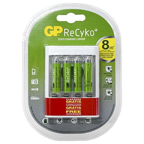 Cargador Usb Pilas Recargables Aaa Mah Recyko Gp