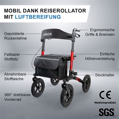 Einf Hrungs Angebot L Sch Reha Rollator Tabas Mobility Air Rot Los