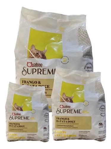 Kit 3pct Ração 1kg Quatree Supreme Gatos Castrados Frango MercadoLivre