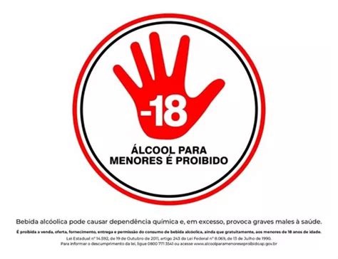 10 Placa Pvc 20x25 Proibido Alcool Menor 18 Anos 21478