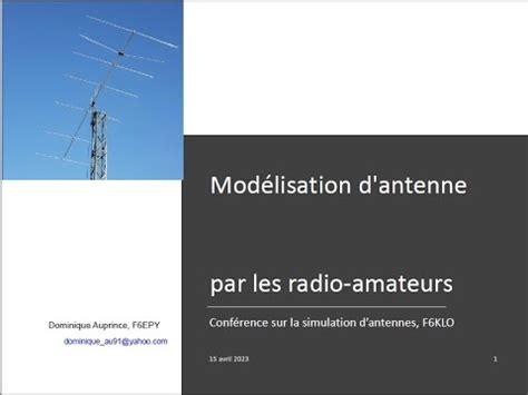 F6KLO le 15 avril 2023 Modélisation des antennes par les