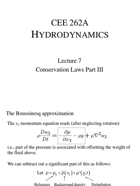 boussinesq approximation lecture  navier stokes equations