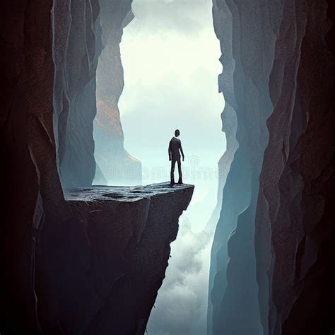 Ai Generated Illustration Of Person Standing On The Edge Of A Cliff