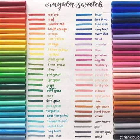 Printable Crayola Color Chart