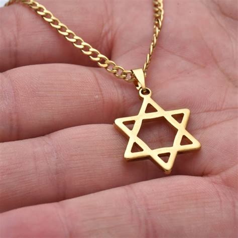 Gold Jewish Star Necklace Star Of David Necklace Jewish Etsy