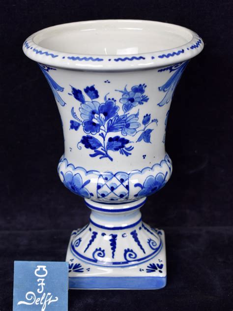 Rare Dutch Blue White Royal Delft Hand Painted Urn Vase