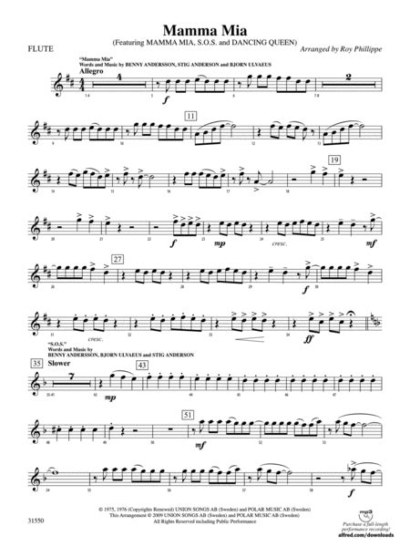 Mamma Mia, Selections From: Flute By ABBA - Digital Sheet Music For ...