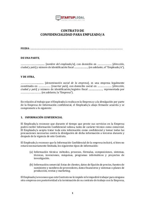 Contrato De Confidencialidad Para Empleados