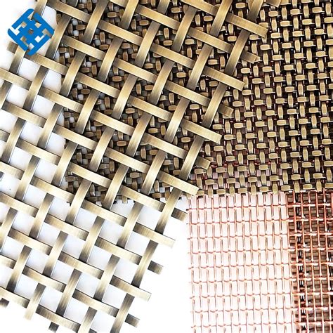 Decorative Crimped Woven Wire Mesh Antique Brass Flat Mesh Panels