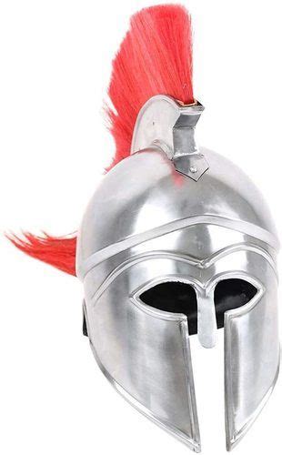 Roman Helmet With Red Feather Plume Greek Gladiator Costume Helmets