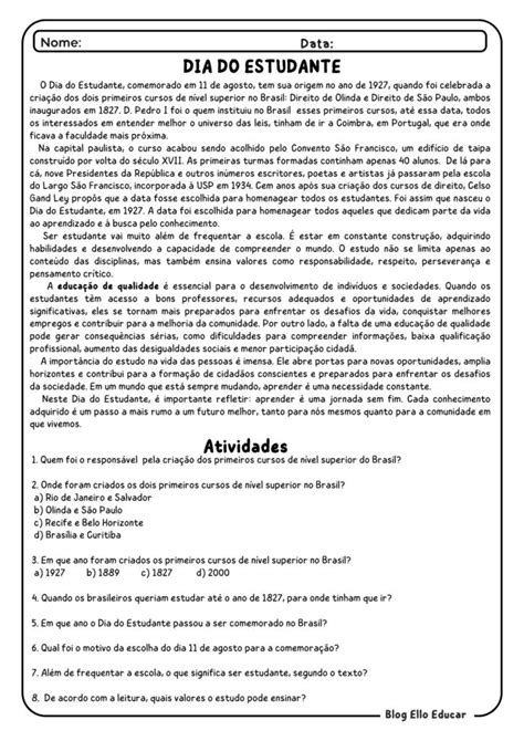 Atividades Para O Dia Do Estudante 6o Ao 9o Ano - Atividades para o Dia do Estudante 8º e 9º ano para imprimir grátis