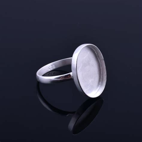 Sterling Silver Oval Stone Setting Blank Bezel Cup Ring Etsy