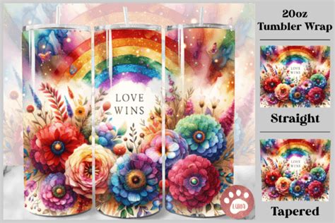 Pride Rainbow Love Wins Tumbler Wrap Graphic By Luna Art Design