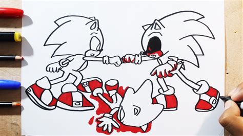 COMO DIBUJAR A SONIC EXE VS SONIC Y DARK SONIC YouTube