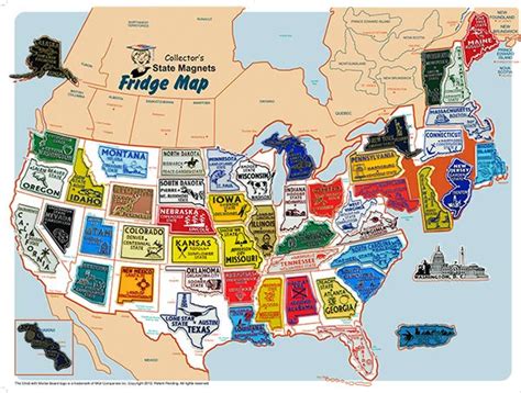 Us State Magnet Set And Collectors Map Board 52 Magnets