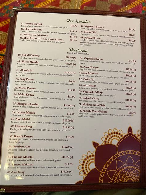 Menu At Maharaja Indian Cuisine Restaurant Sarasota