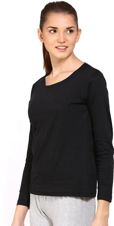 Ap Pulse Women Black Solid Pure Cotton T Shirts Jiomart