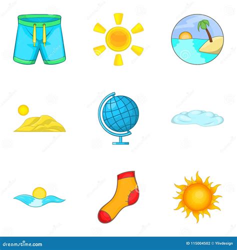 Mild Weather Icons Set Cartoon Style Stock Vector Illustration Of