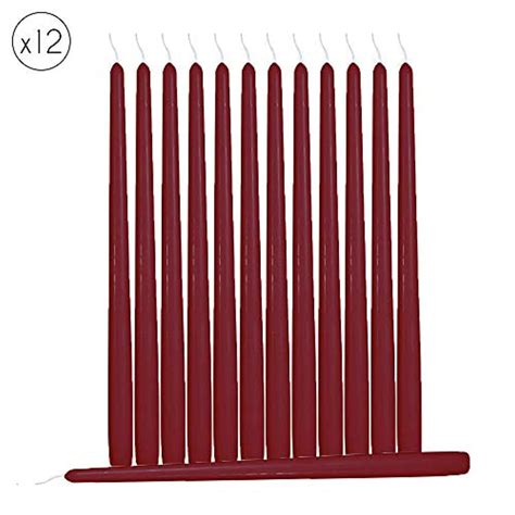 Hyoola 12 Pack Tall Taper Candles 10 Inch Burgundy Dripless Unscent National Wholesale