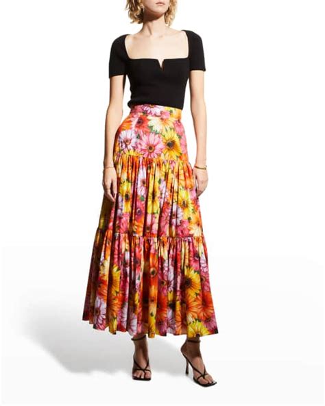 Dolce Gabbana Floral Print Tiered Maxi Skirt Neiman Marcus