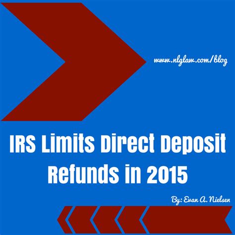 Irs Limits Direct Deposit Refunds In 2015 Nielsen Law Group