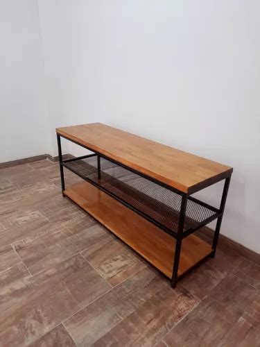 Mueble Mesa Rack Para Tv Estilo Industrial Madera Hierro Lh En Venta En