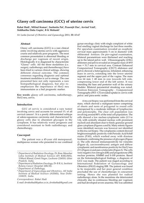 Pdf Glassy Cell Carcinoma Gcc Of Uterine Cervix Dokumen Tips