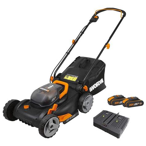 Worx Power Share Cordless Battery Lawn Mower 40cm 2 X 20v Batteries Wg743e1 Heavinsie