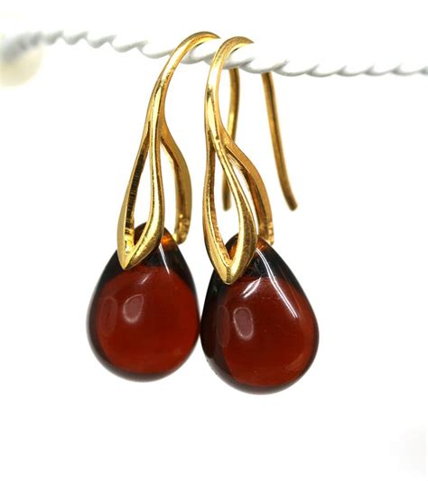 Brown Topaz Earrings Brown Teardrop Earrings Vermeil Earrings - Etsy