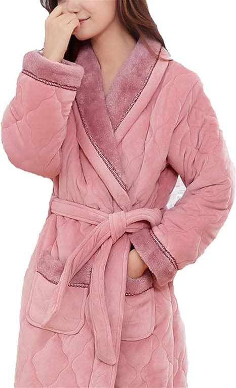 Women Soft Robe Fluffy Warm Dressing Gown Womens Pajamas Autumn And