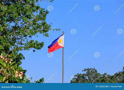 Philippine Flag On Blue Sky Stock Photo Image Of Fortress Historic