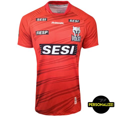 CAMISA SESI SP VÔLEI JOGO MASC VERMELHA 2023 24 Nakal