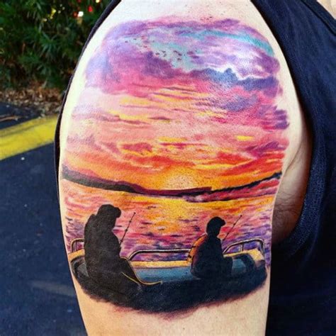 Sunset Tattoos For Men Fading Daylight Sky Designs