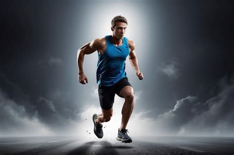 premium photo sport dramatic backgrounds runner isolated scene