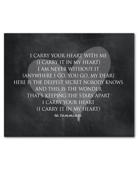 I Carry You In My Heart Ee Cummings Quote Print Or Canvas Etsy