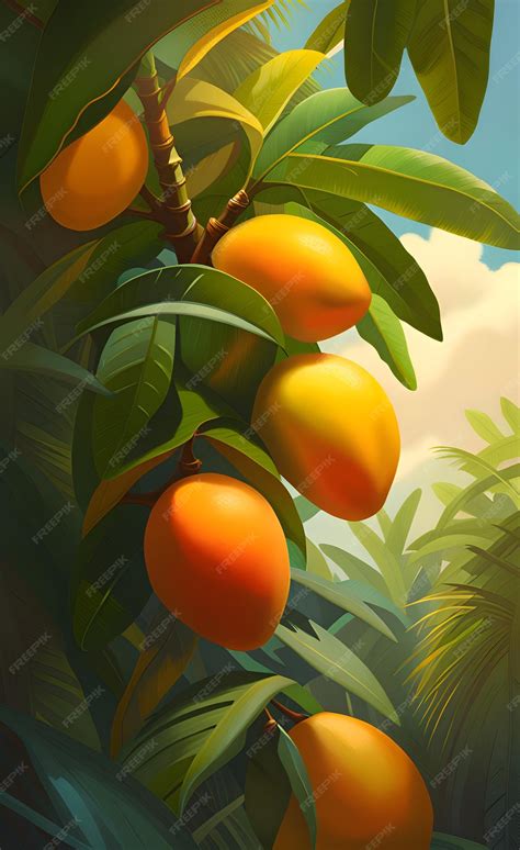 Premium AI Image | Tropical mango fruit background