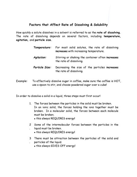 Rate Dissolving Ion Factors That Affect Rate Of Dissolving