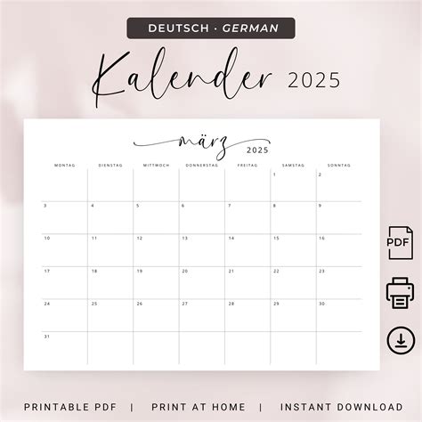 Kalender 2025 Kalender Deutsch 2025 Kalender Download Und Ausdrucken ...