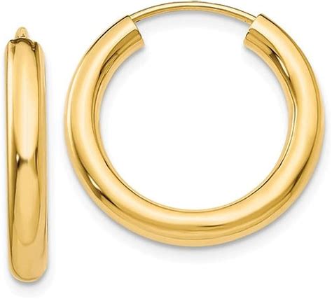 Medium 14k Yellow Gold Wide Thick Continuous Endless Hoop