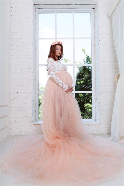 Hot Sale Tulle Maternity Photo Shoot Dress Custom Made See Thru Ruffles