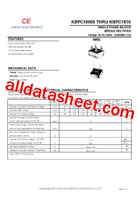 KBPC1510 Datasheet PDF Shanghai Lunsure Electronic Tech